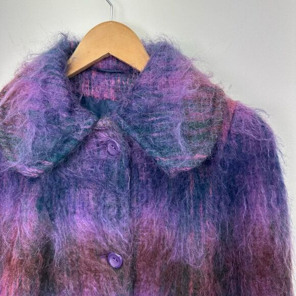 Fraser Cameron Mohair Wool Made in Scotland Blue Purple Pink Red Layered Ombre L - Picture 5 of 10